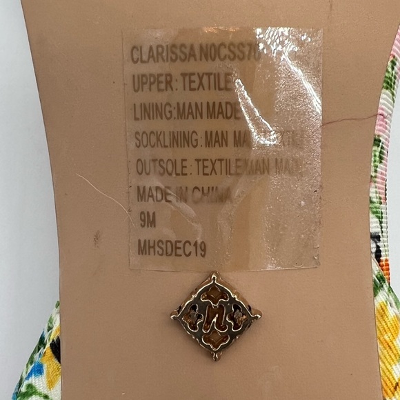 Nanette Lepore Clarissa Orange/Blue Floral Block Heels Sandals Size 9 - Picture 11 of 16